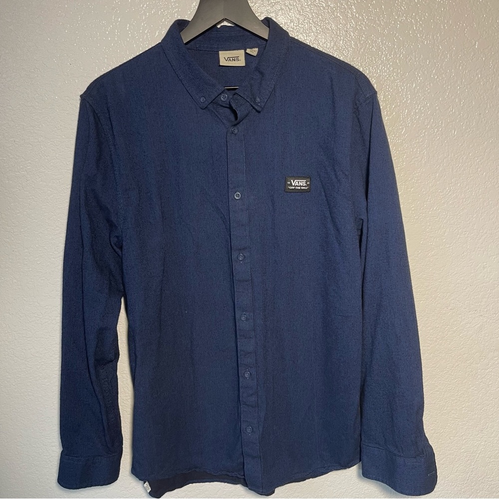 Vans Navy Blue Long Sleeve Button Shirt Wilton Crest Size L